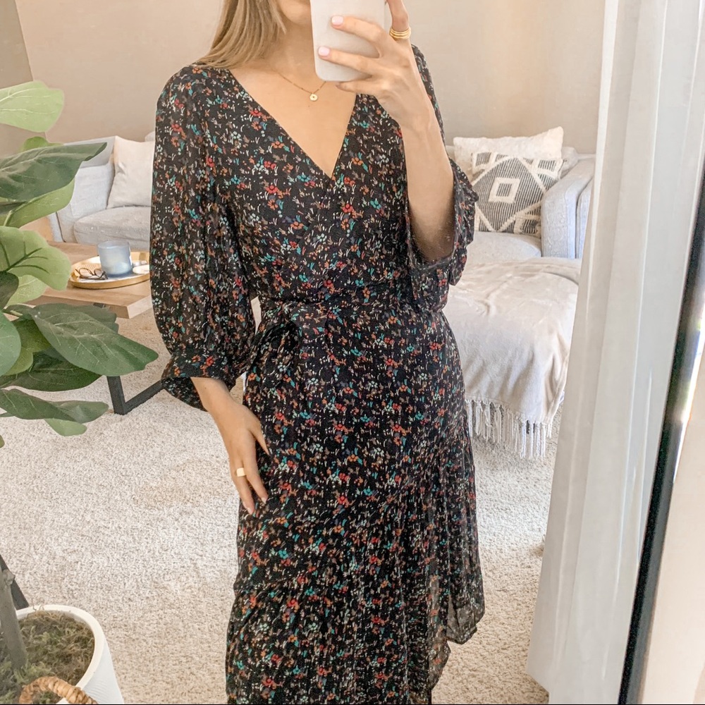Apiece Apart Bougainvillea Wrap Dress Brush Print